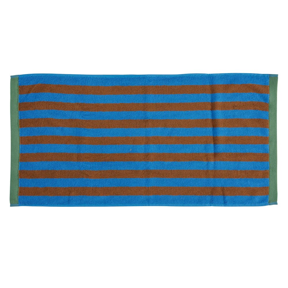 Bahne Interior  Stripe håndklæde, blå/brun/grøn - 50x100 cm.