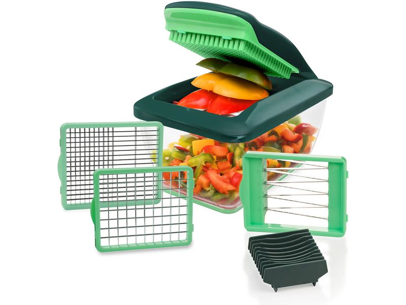 Genius Gemüseschneider Nicer Dicer Chef 7-teilig, Grün Verstellbarer Hobel