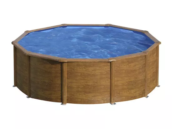 Piscine acier aspect bois Sicilia ronde 4,80 x 1,22 m - Gré