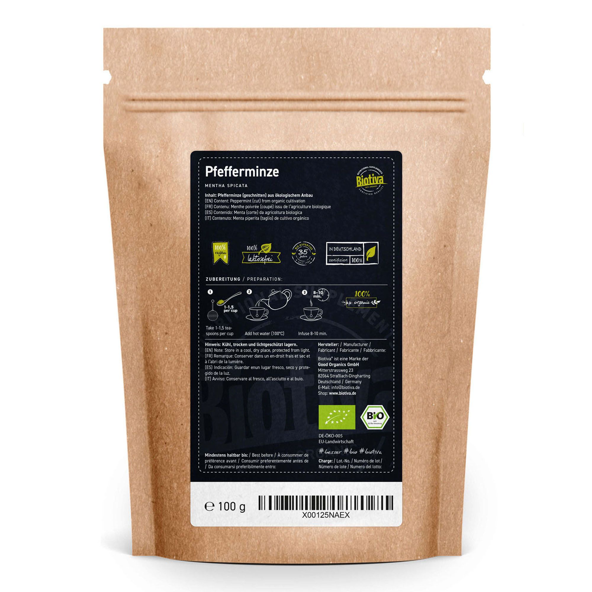Biotiva Pfefferminz Tee Grobschnitt Bio