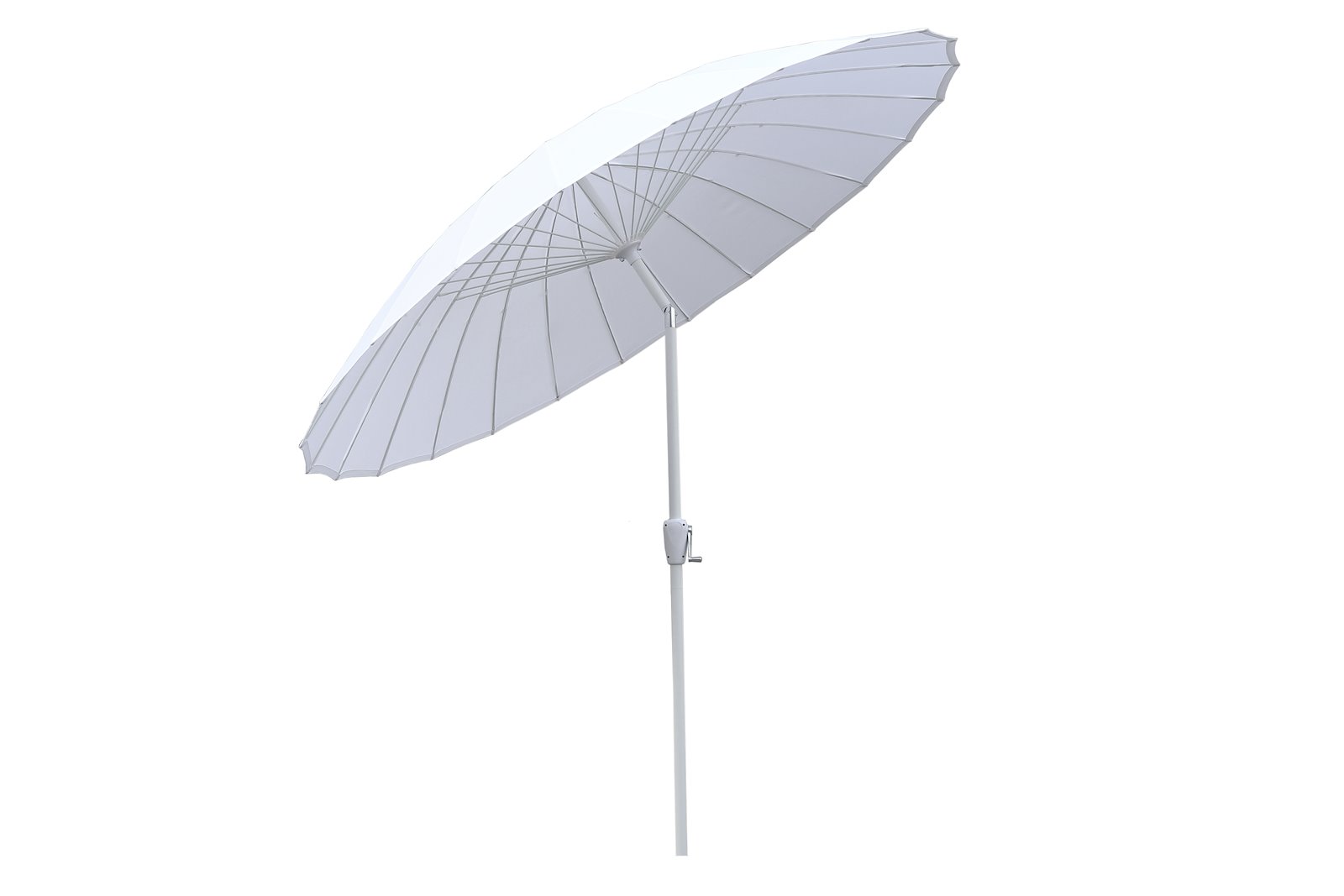 Shanghai parasoll Sortlakkert stang i aluminium med hvit tekstil. Ø275 cm