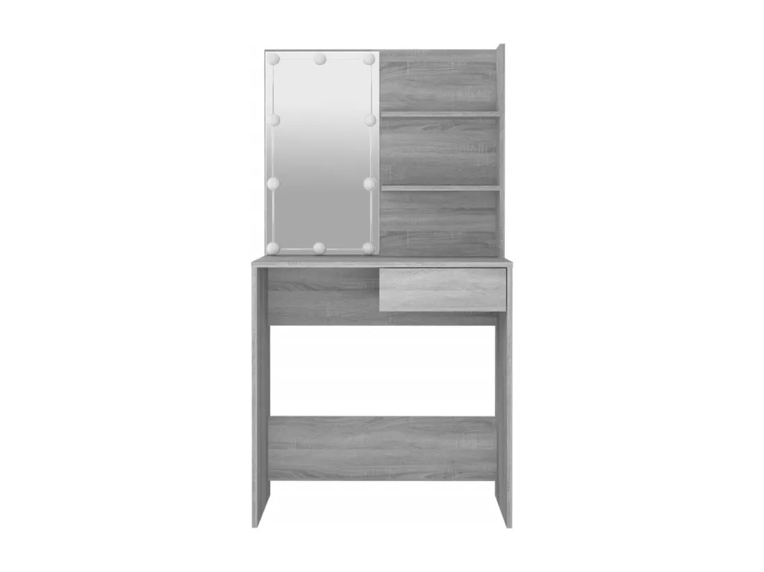 Coiffeuse avec LED Sonoma gris 74,5x40x141 cm