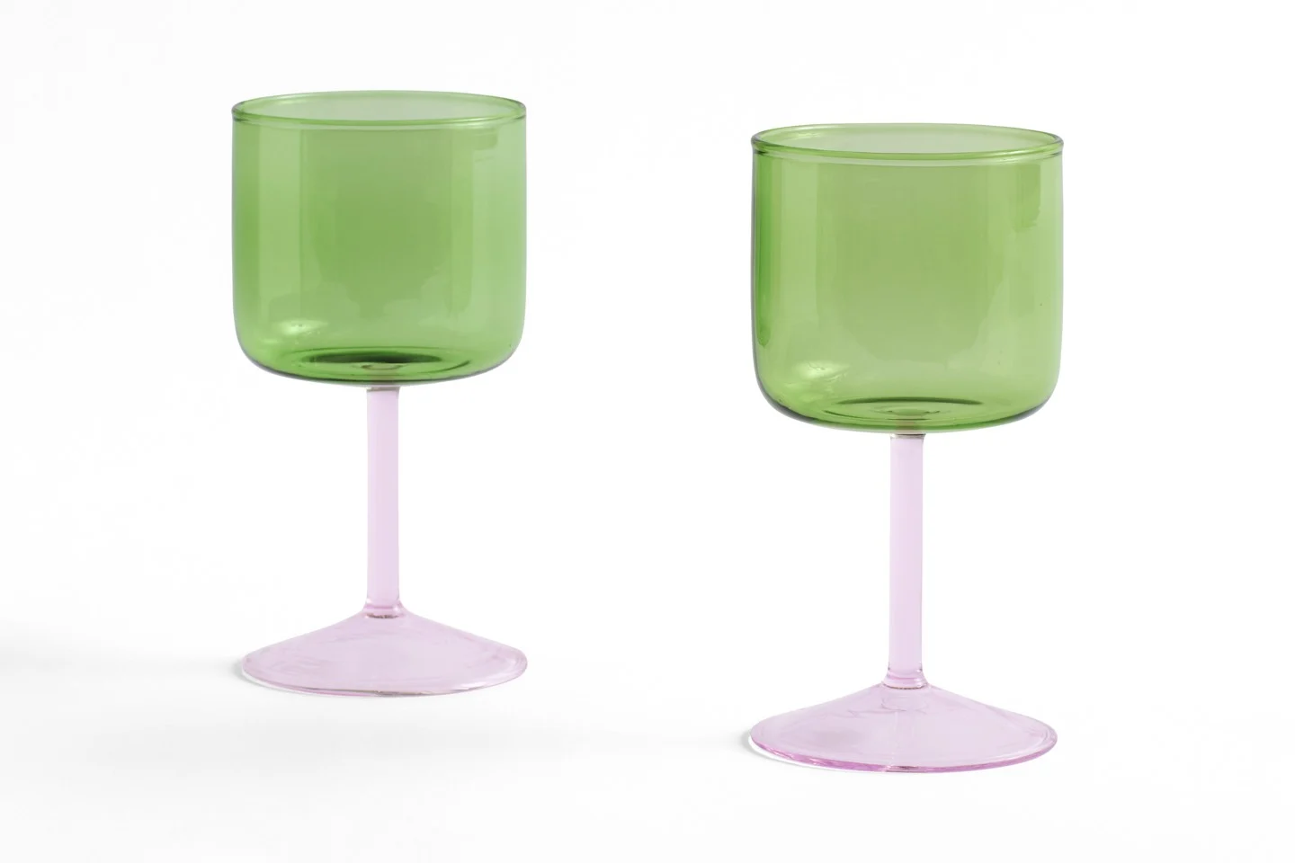HAY - Tint Vin Glas, Sæt af 2 -Grøn og pink