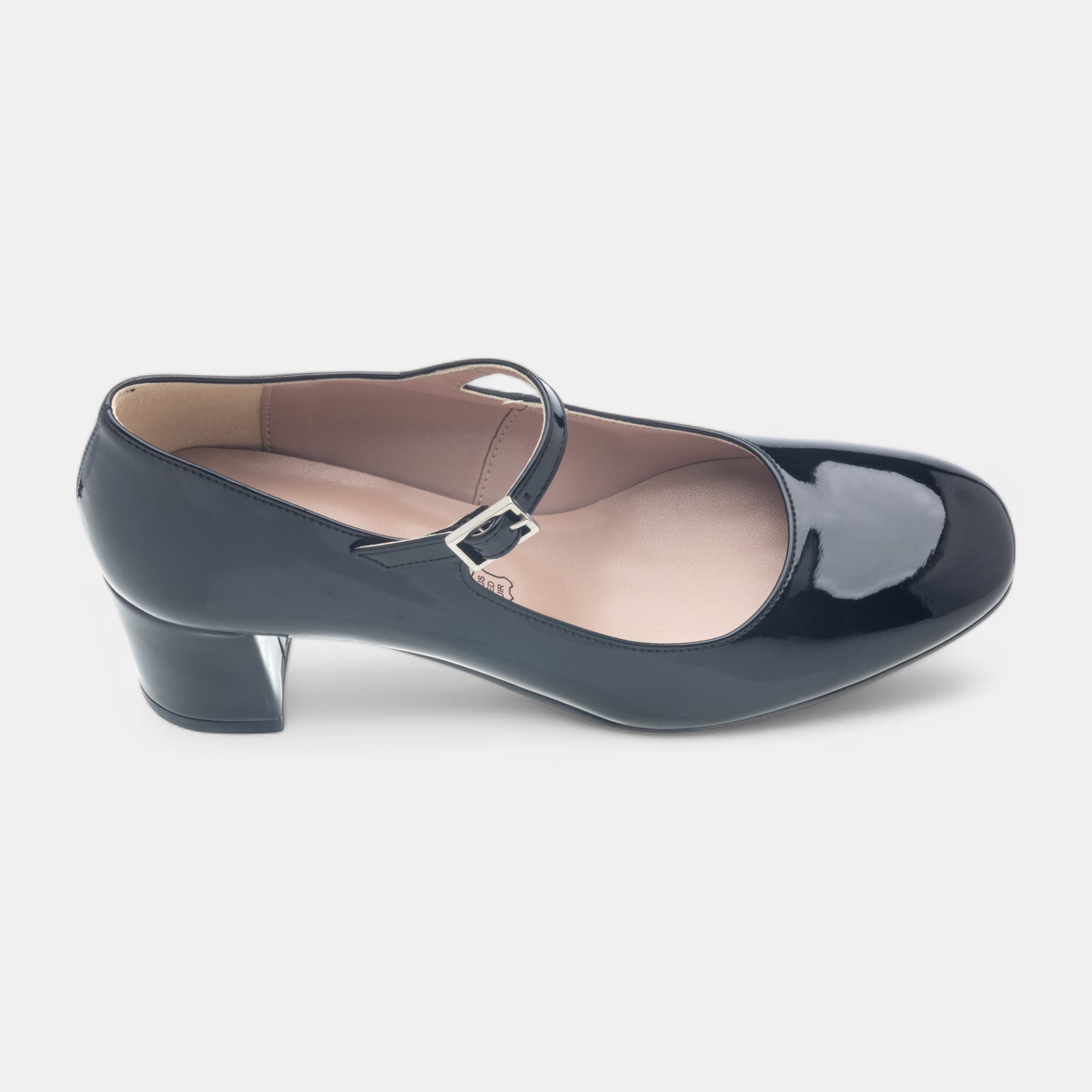 Babies à talon Femme noir vernis