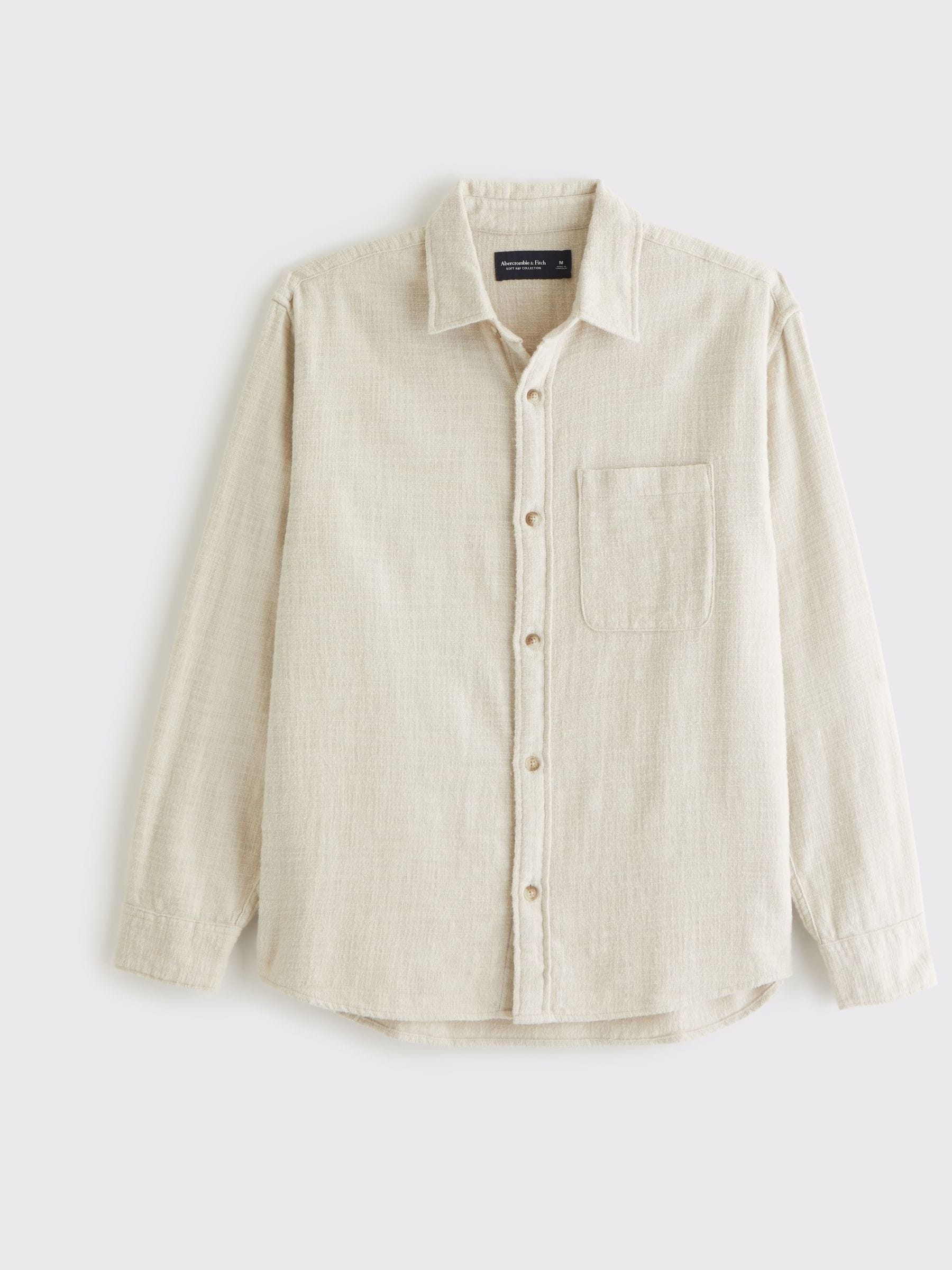 Abercrombie & Fitch Long Sleeve Textural Flannel Button Up Shirt