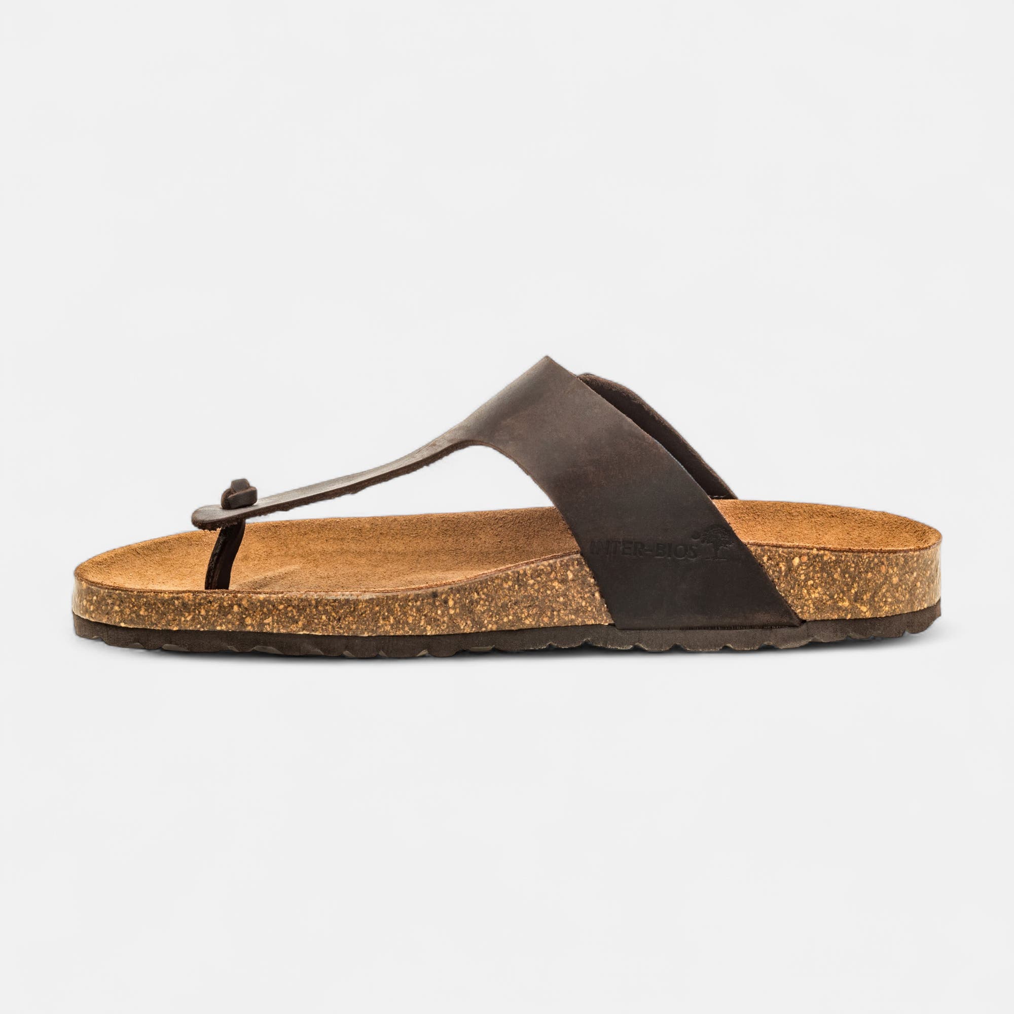 Mules semelle liège Homme en cuir marron