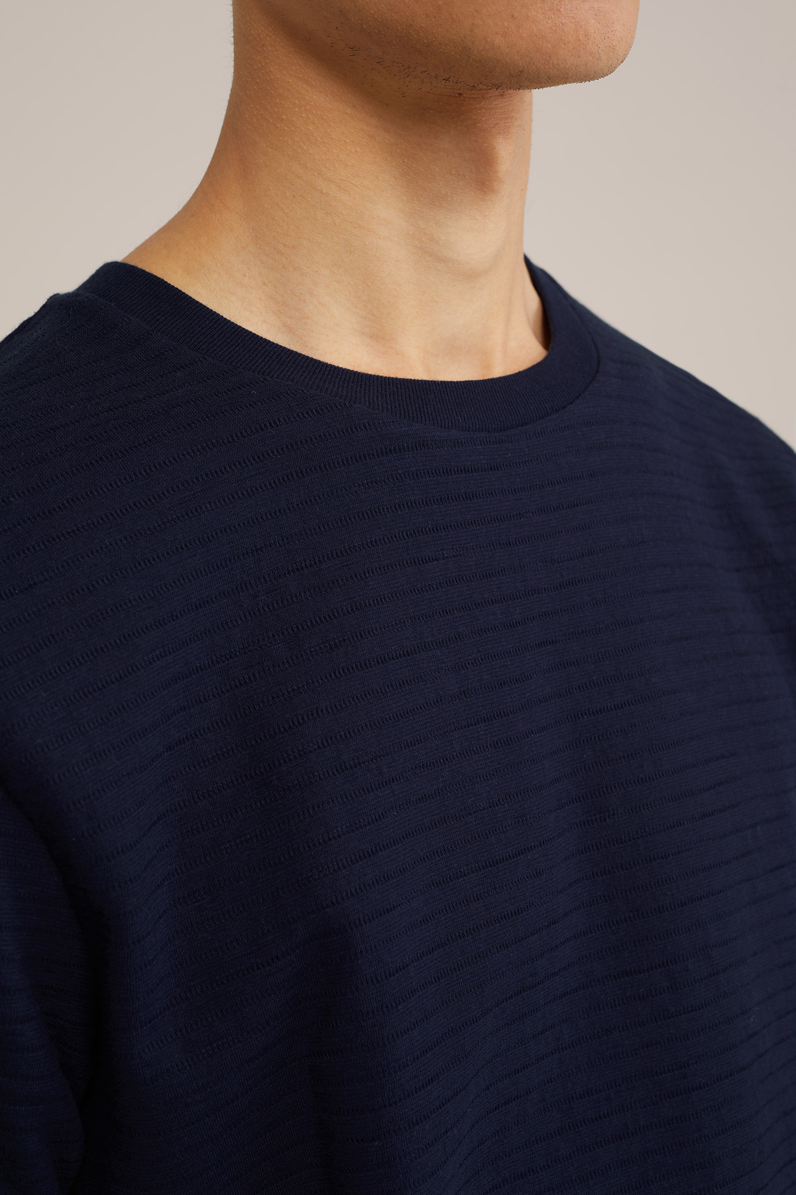 T-shirt met structuur WE Fashion Marineblauw