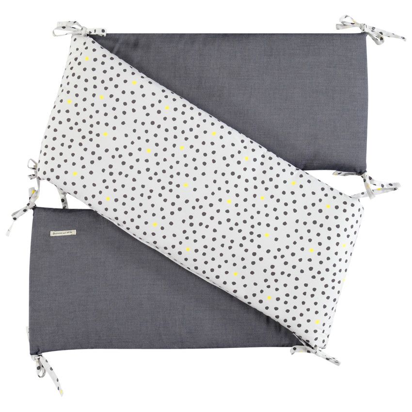 Tour de lit à pois all-over - Gris chiné