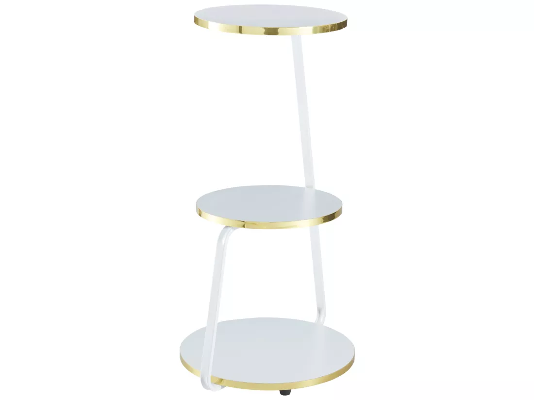 Table d'appoint Sipoo à 3 niveaux 74 x 46 x 37 cm blanc / doré [en.casa]