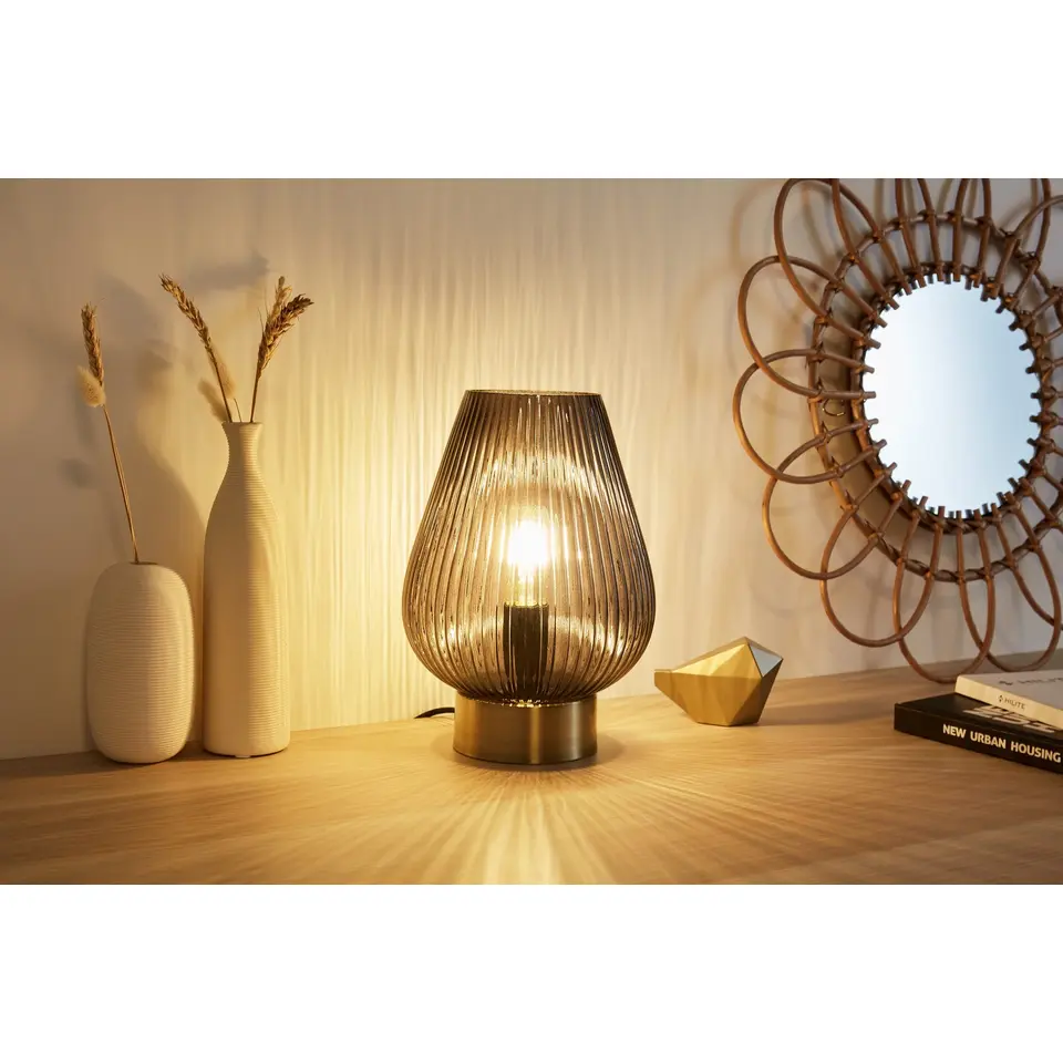 Pauleen Crystal Gloom Tafellamp - E14 - Rookglas/Messing