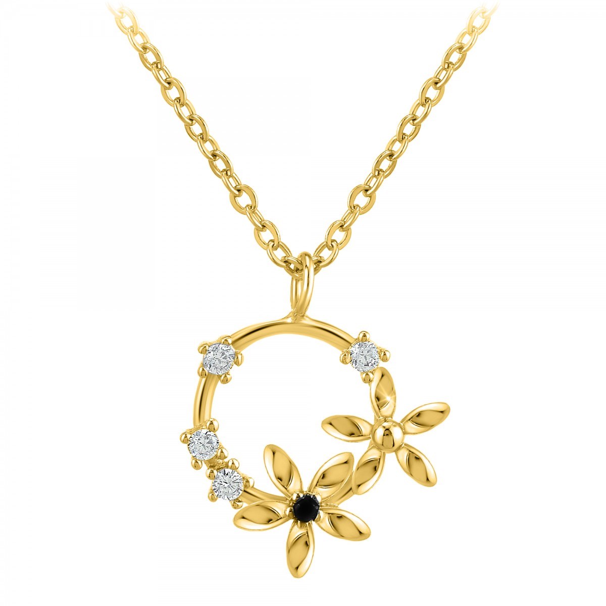 Collier Fleurs par SC Bohème orné d'un véritable diamant noir