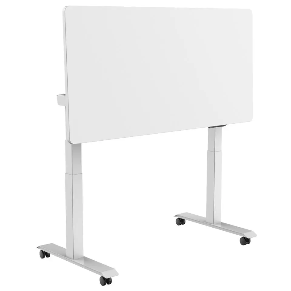 Elektrisch verstelbaar, opklapbaar en verrijdbaar bureau - 180x80 cm - Wit fram
