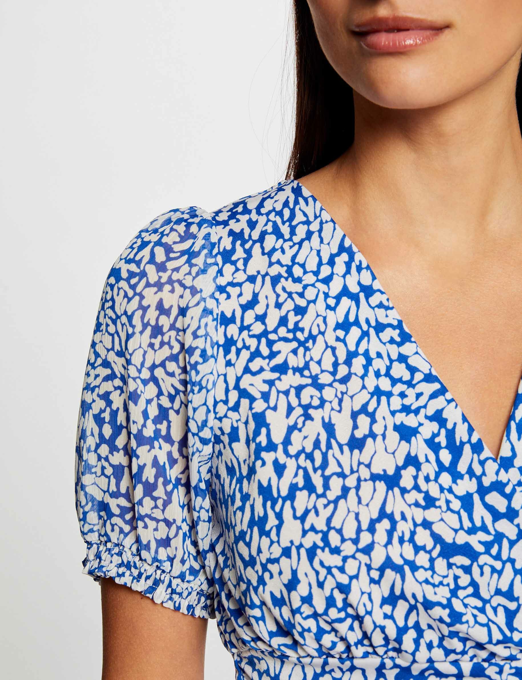 T-shirt manches courtes imprimé abstrait bleu femme - bleu