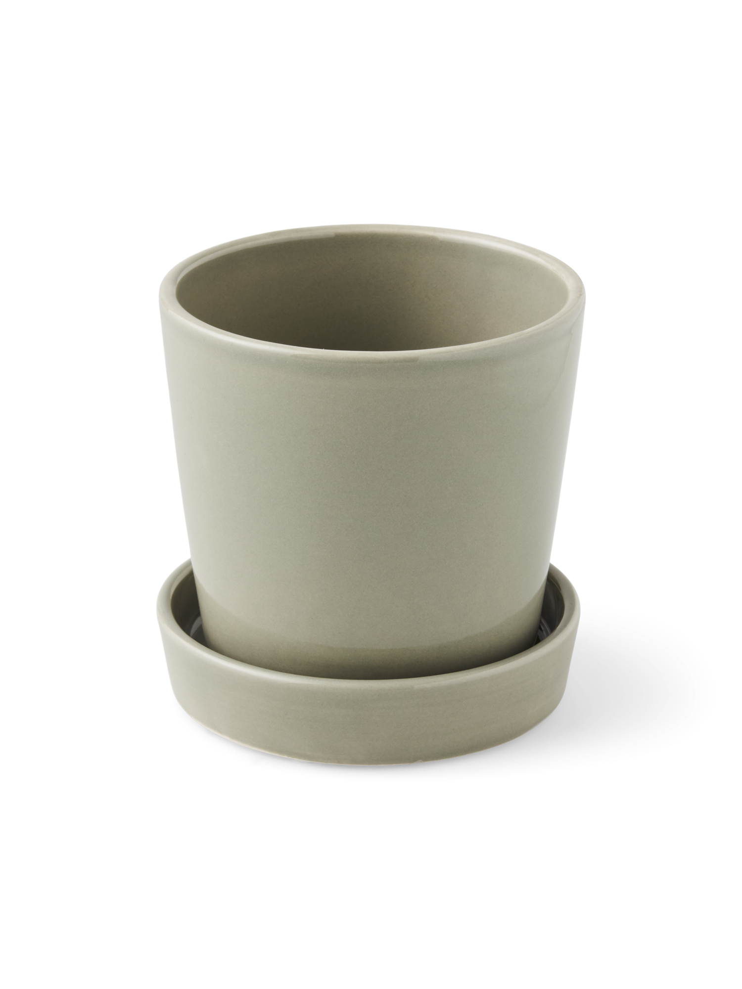 Urtepotte med underkop | Dolomit. Ø10 x 10,3 cm. | Thyme Green