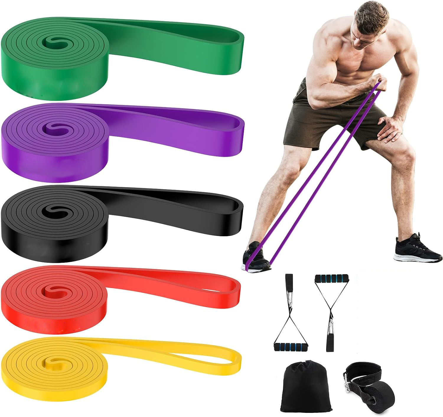 (9-tlg. Set) Gummi Fitness Übungsbänder / Widerstandsbänder / Gymnastikbänder für Training / Yoga / Pilates - Bunt