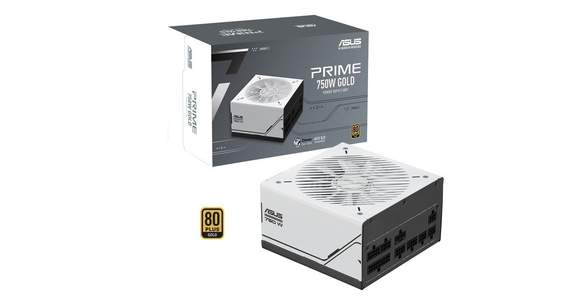 ASUSPrime Gold modulaire 750 watt voeding   (Wit, 1x 12V-2x6, 3x PCIe)
