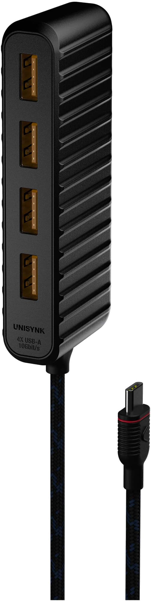 Unisynk USB-C til 4X USB-A mini hub (sort)