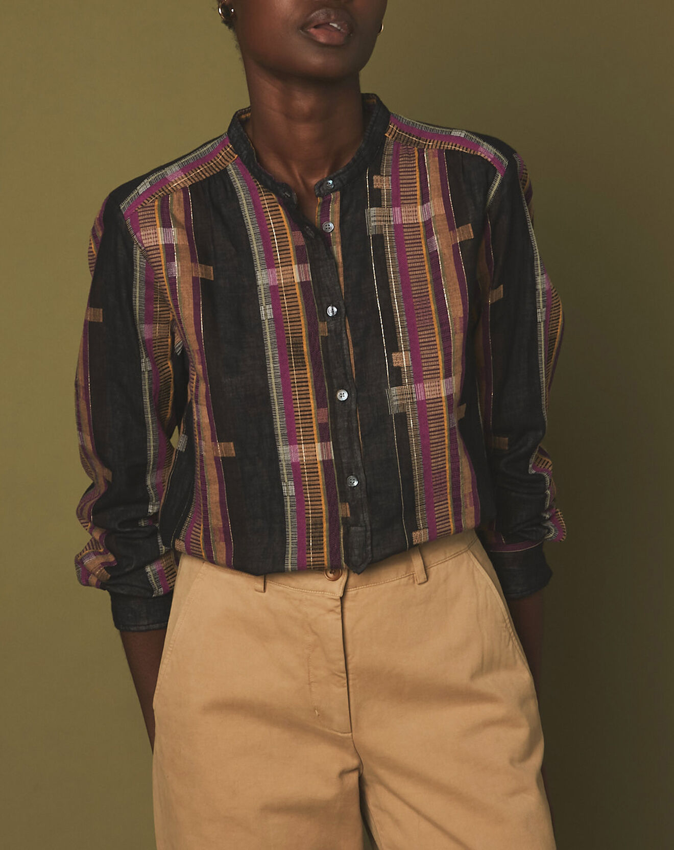 Hartford Blouse Codex noir/doré/fushia