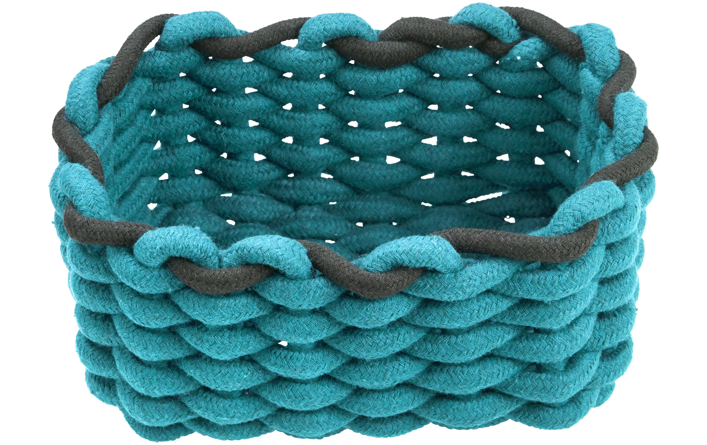 Aufbewahrungskorb Cord 20 x 14 x 10 cm, Petrol/SchwarzQuadratischer Aufbewahrungskorb