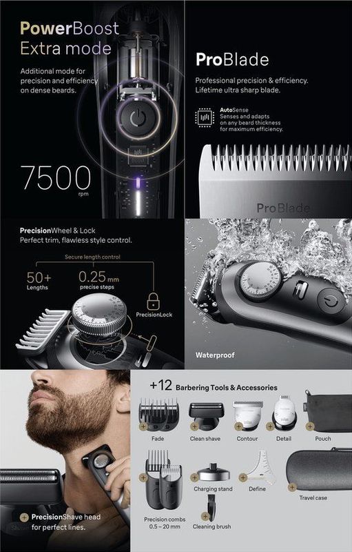 Braun - Baardtrimmer Series 9 BT9560 - Chroom - Professionele Precisie