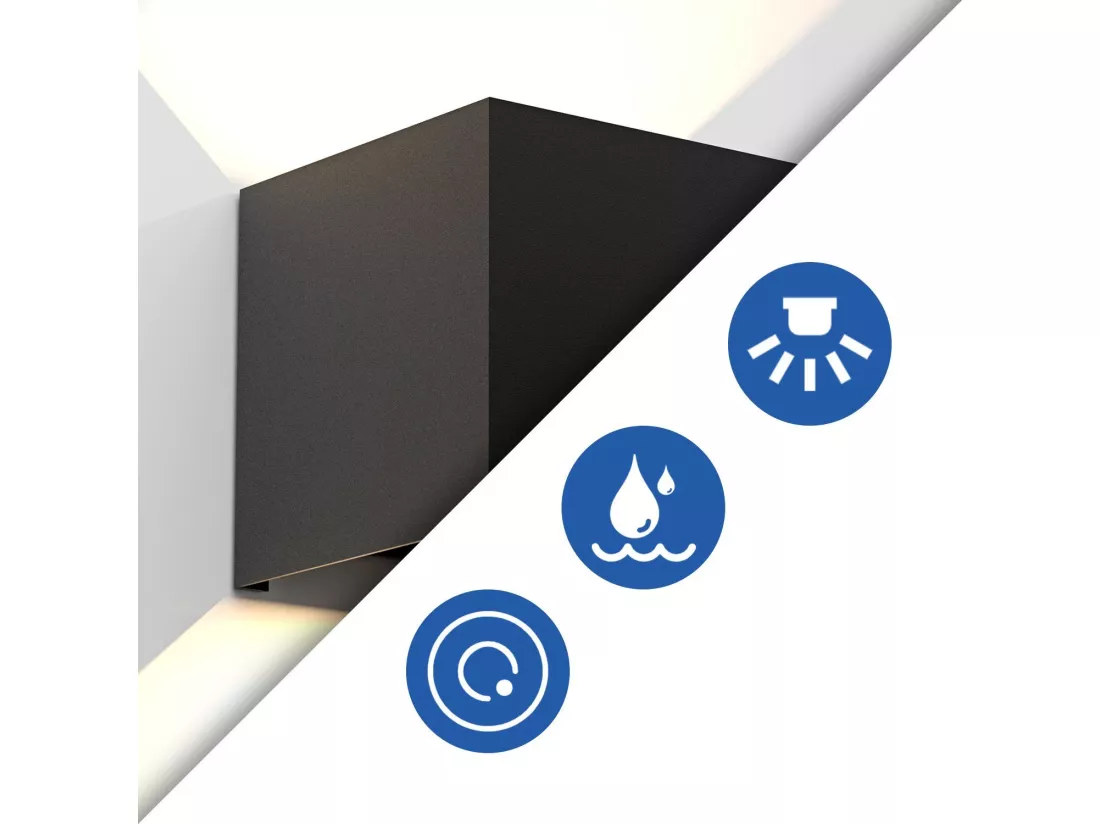 NETTLIFE applique murale LED applique extérieure lot de 2 applique murale extérieure intérieur haut bas éclairage extérieur noir moderne IP65