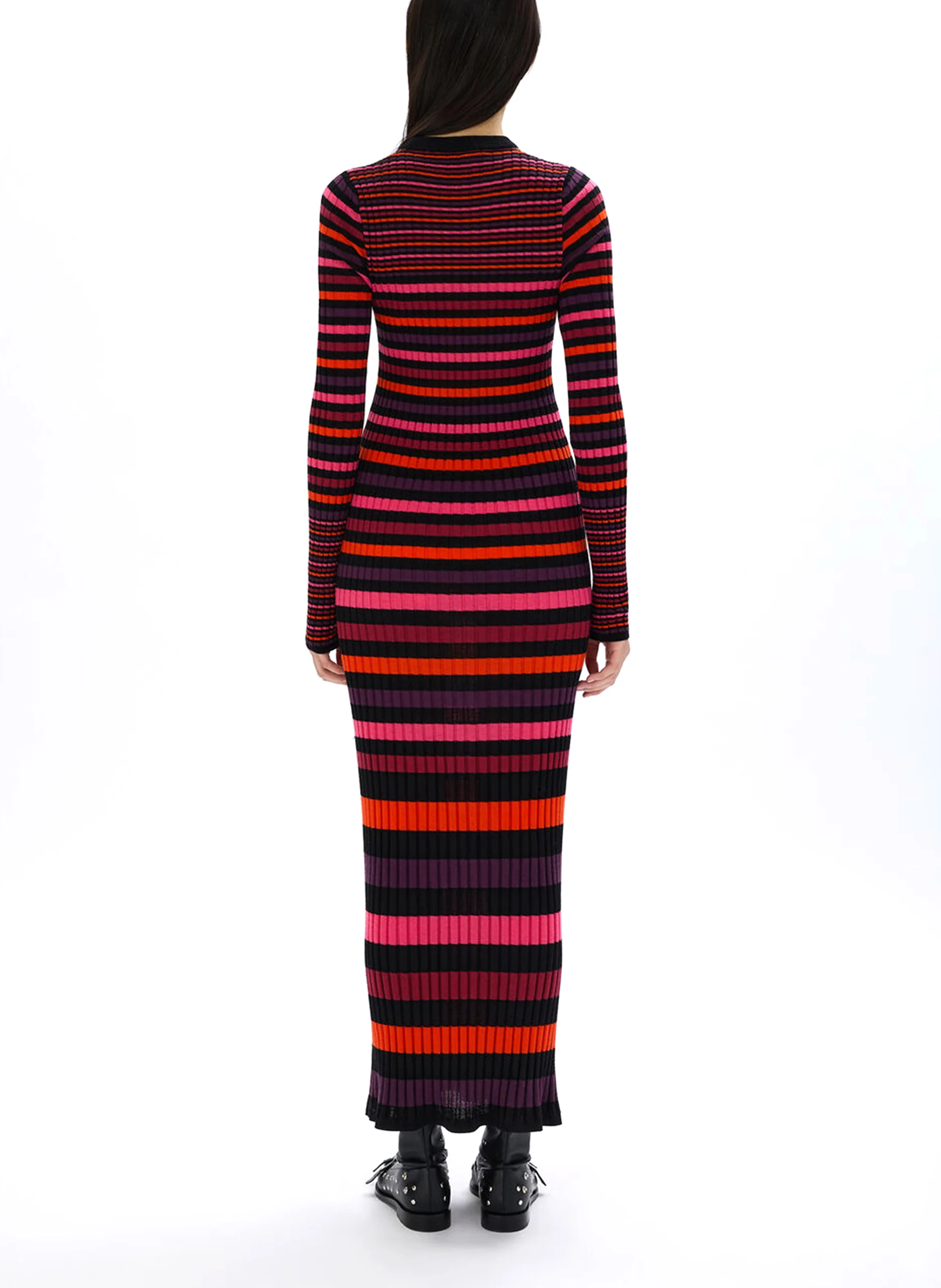 Robe longue col rond en laine | Multicolore