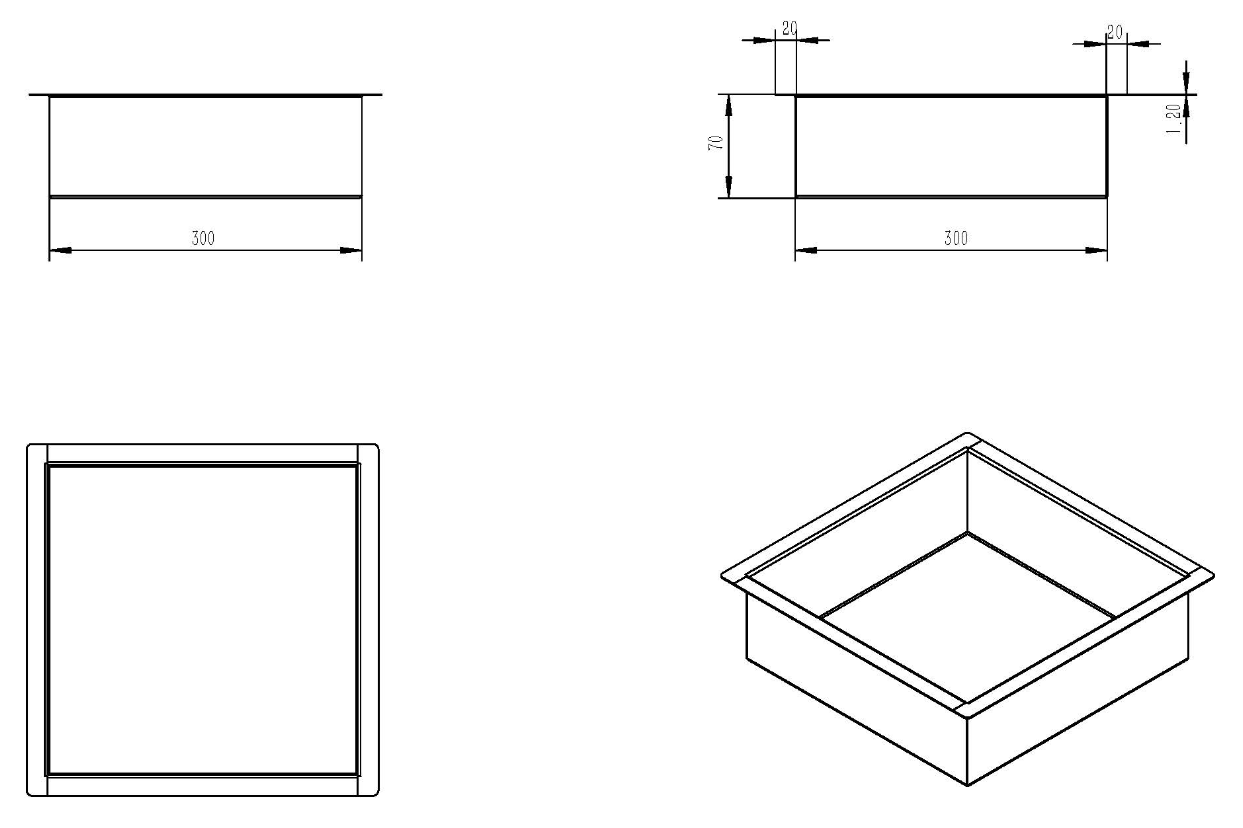 Mueller Gold inbouwnis 30x30x7cm geborsteld messing