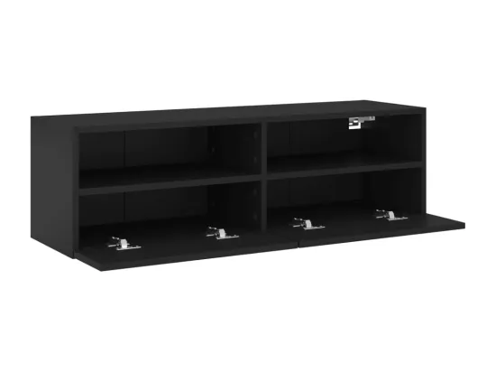Meuble TV mural noir 100x30x30 cm bois d'ingénierie