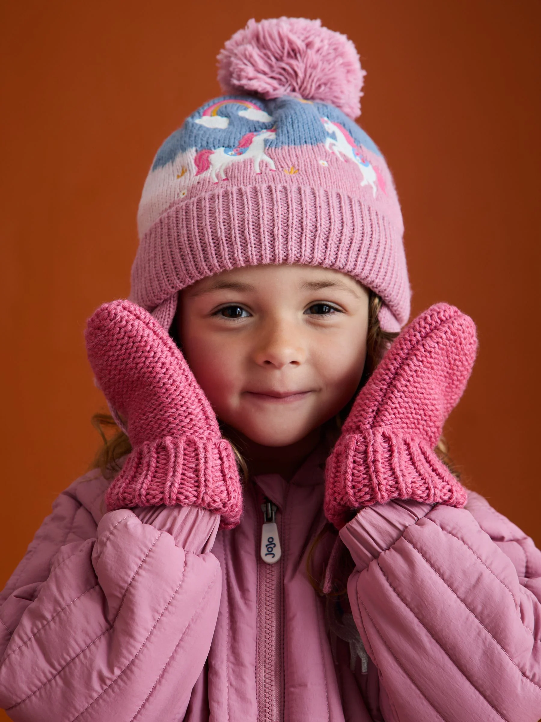 Roze met eenhoornprint - JoJo Maman Bébé - Fairisle-muts