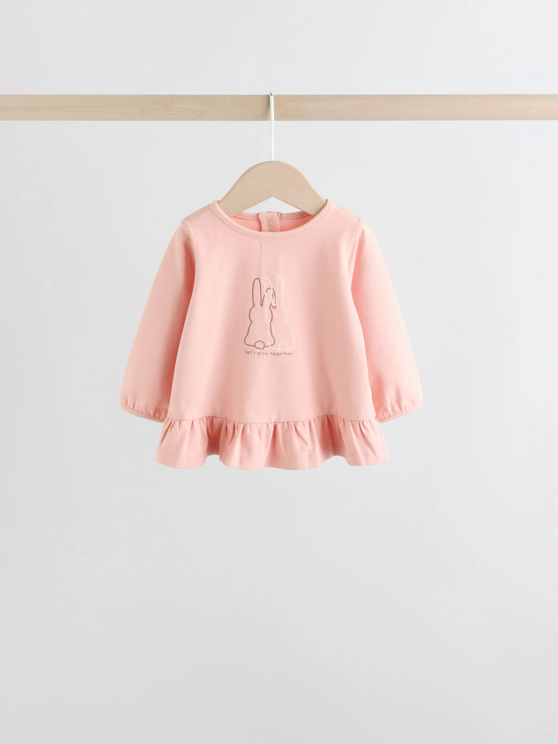 Roze/naturel gingham - 2 -delige Babyset van peplum top met Lange mouwen en Broeken (0mnd -2jr)