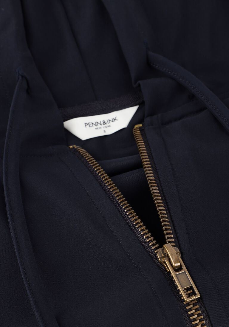 donkerblauwe penn & ink vest hoodie w25f1739