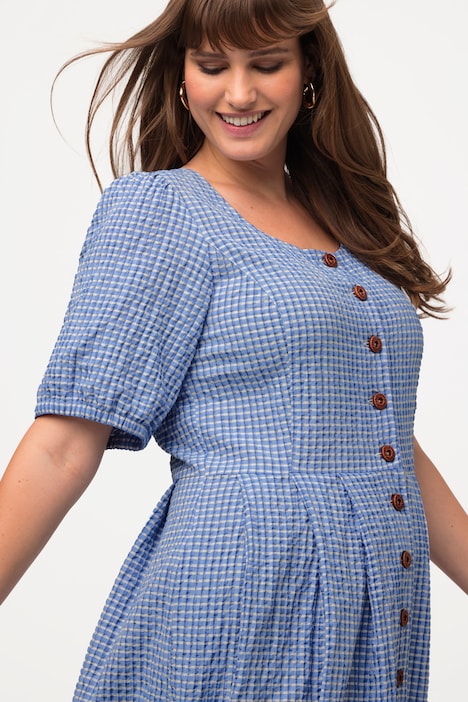 Kleid, Bubble-Qualität, Vichykaro, Rundhals, Halbarm