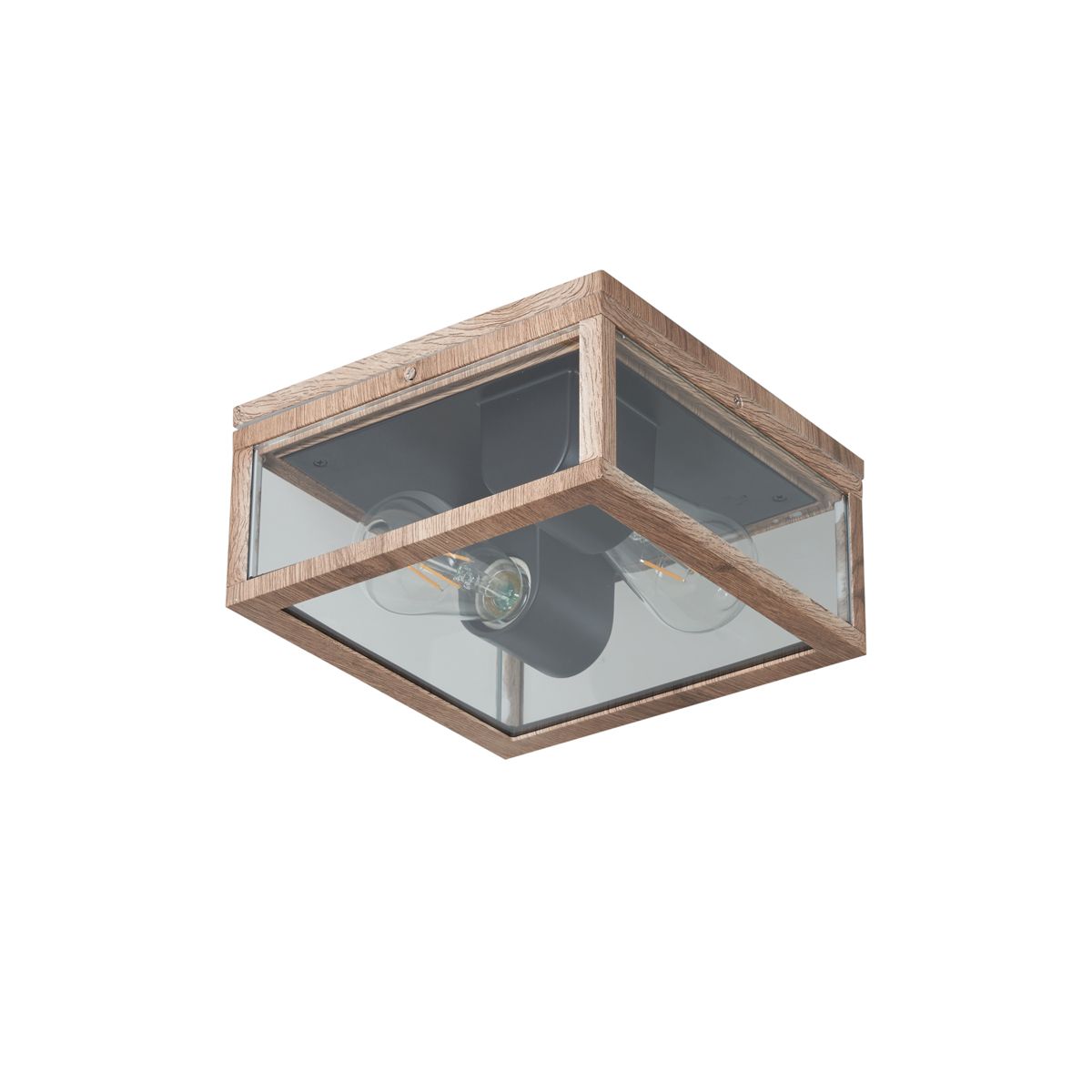 Industriële plafondlamp hout print IP44 2-lichts - Charlois