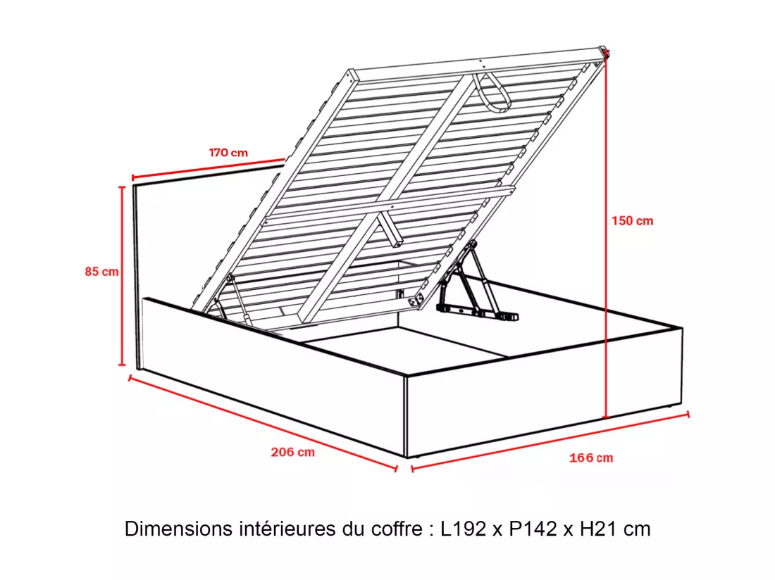 Lit coffre 160 x 200 cm - Coloris : Naturel - ELPHEGE