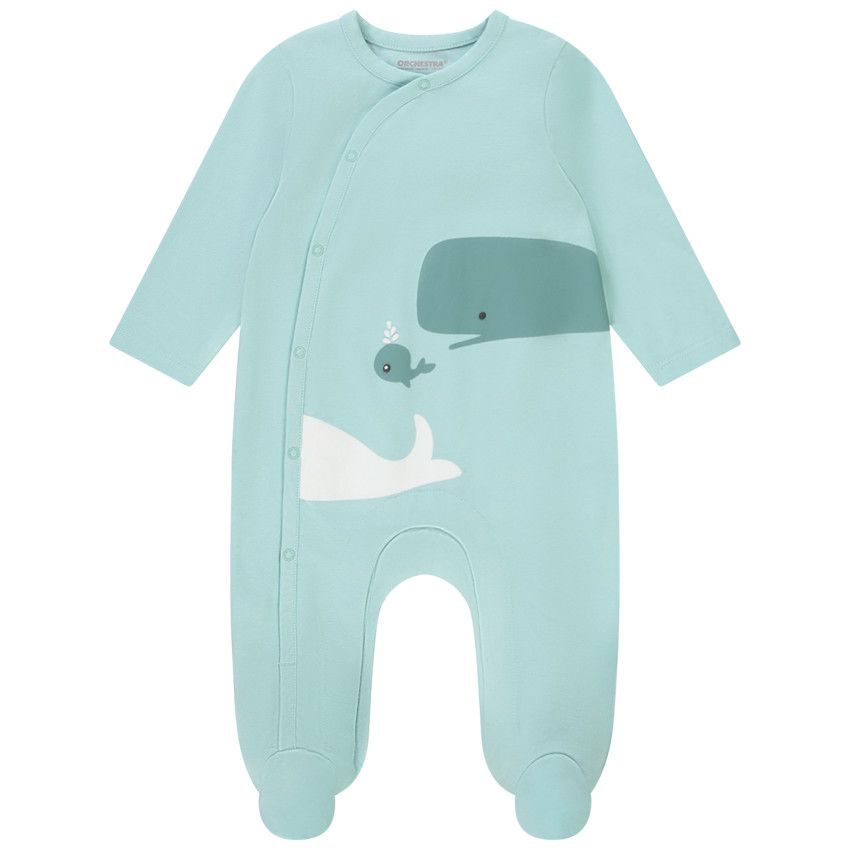 Lot de 2 dors-bien en jersey imprimé baleines pour bébé garçon - Bleu