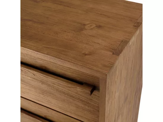 ALIDA - Commode 3 tiroirs en bois de teck recyclé pieds en métal noir