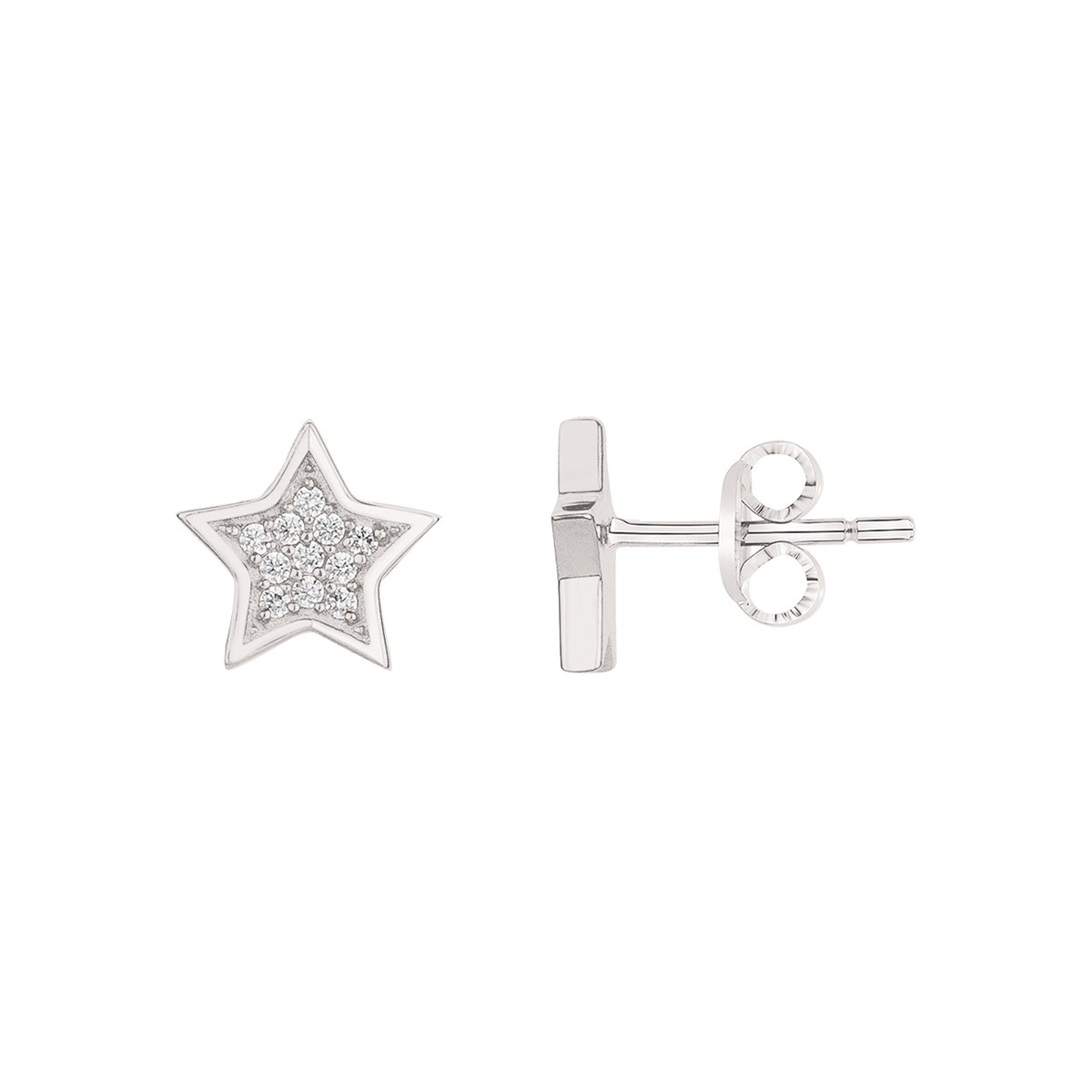 Boucles d'oreilles clous en Argent avec oxyde de zirconium blanc