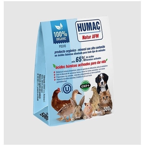 Suplemento alimentar natural em pó Humc para animais.