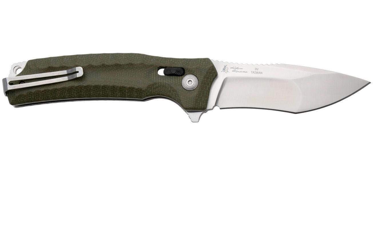 SOG Hidaka XR 12-27-09-57 Satin Cryo 3V, Green Micarta, zakmes
