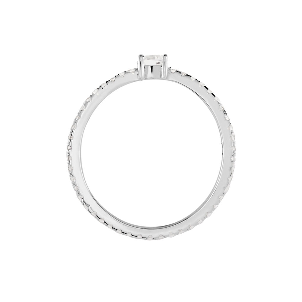 Bague Solitaire Ursi Argent Blanc Oxyde De Zirconium