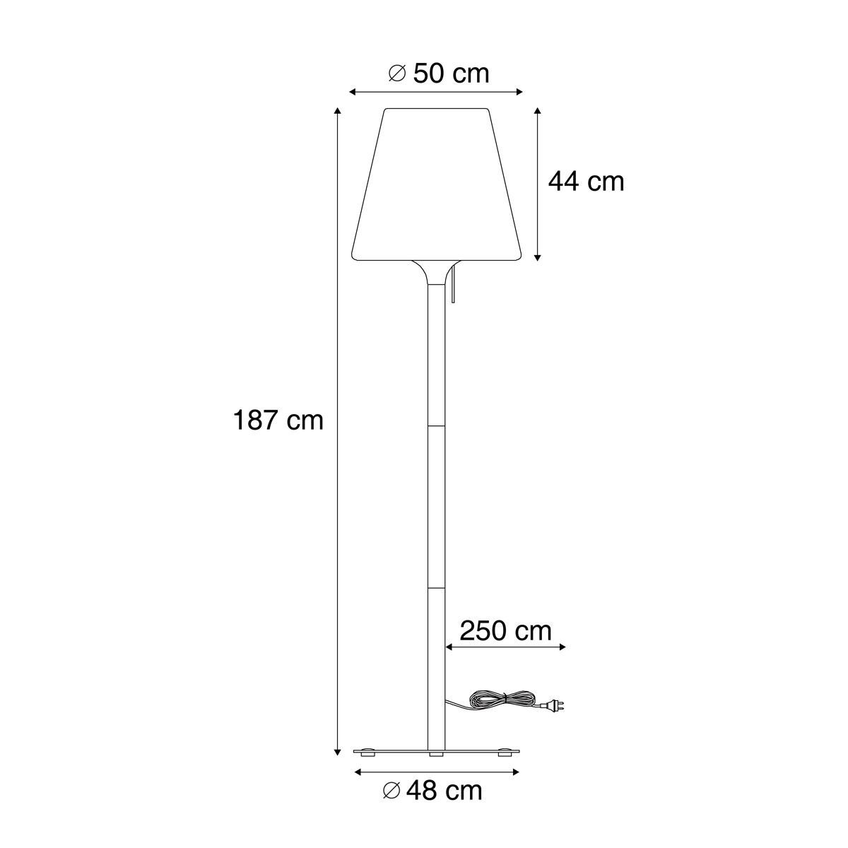 Moderne buiten vloerlamp beige met witte kap IP44 - Big Virginia