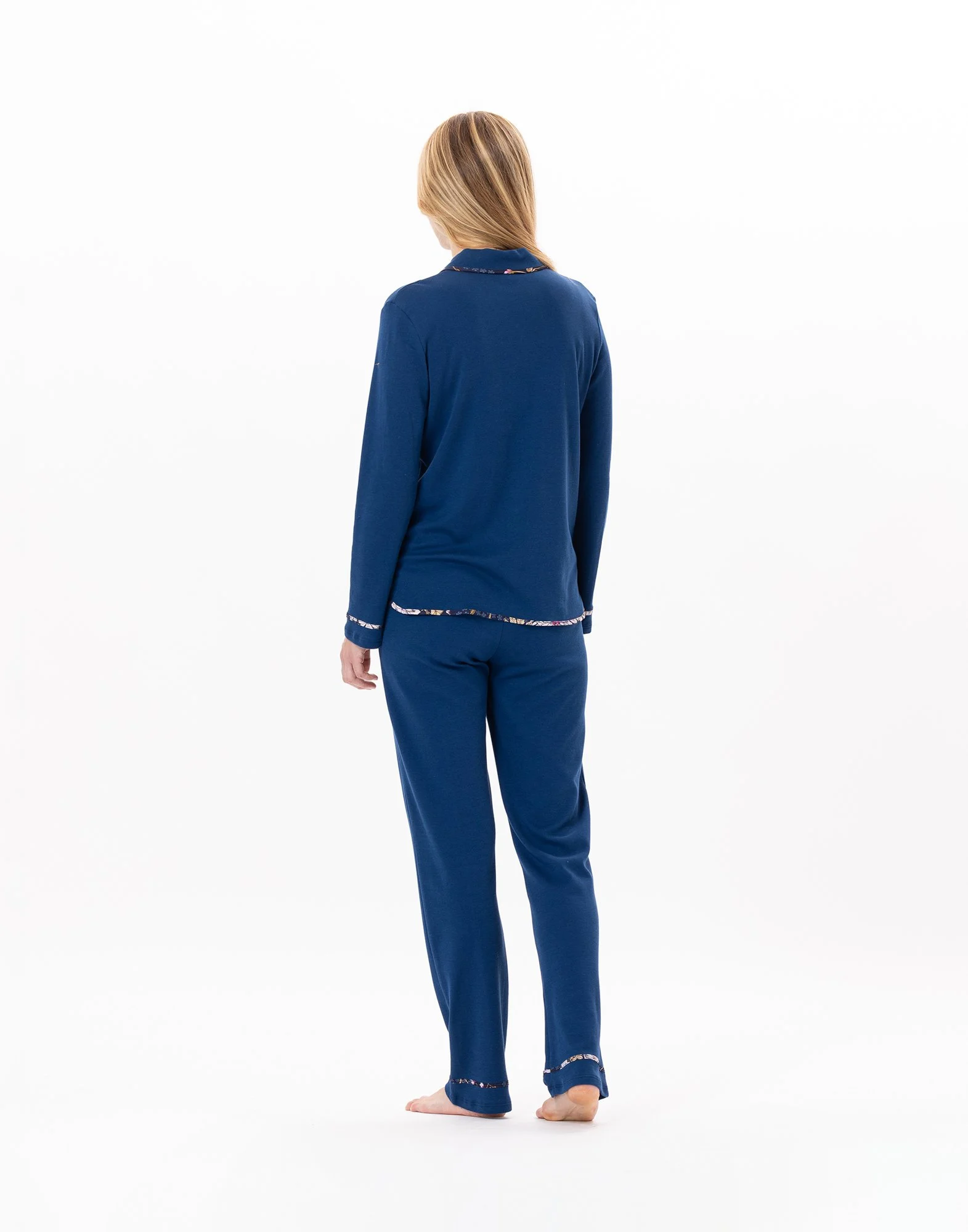 GLORIA 806 - Pyjama boutonné en coton | Bleu