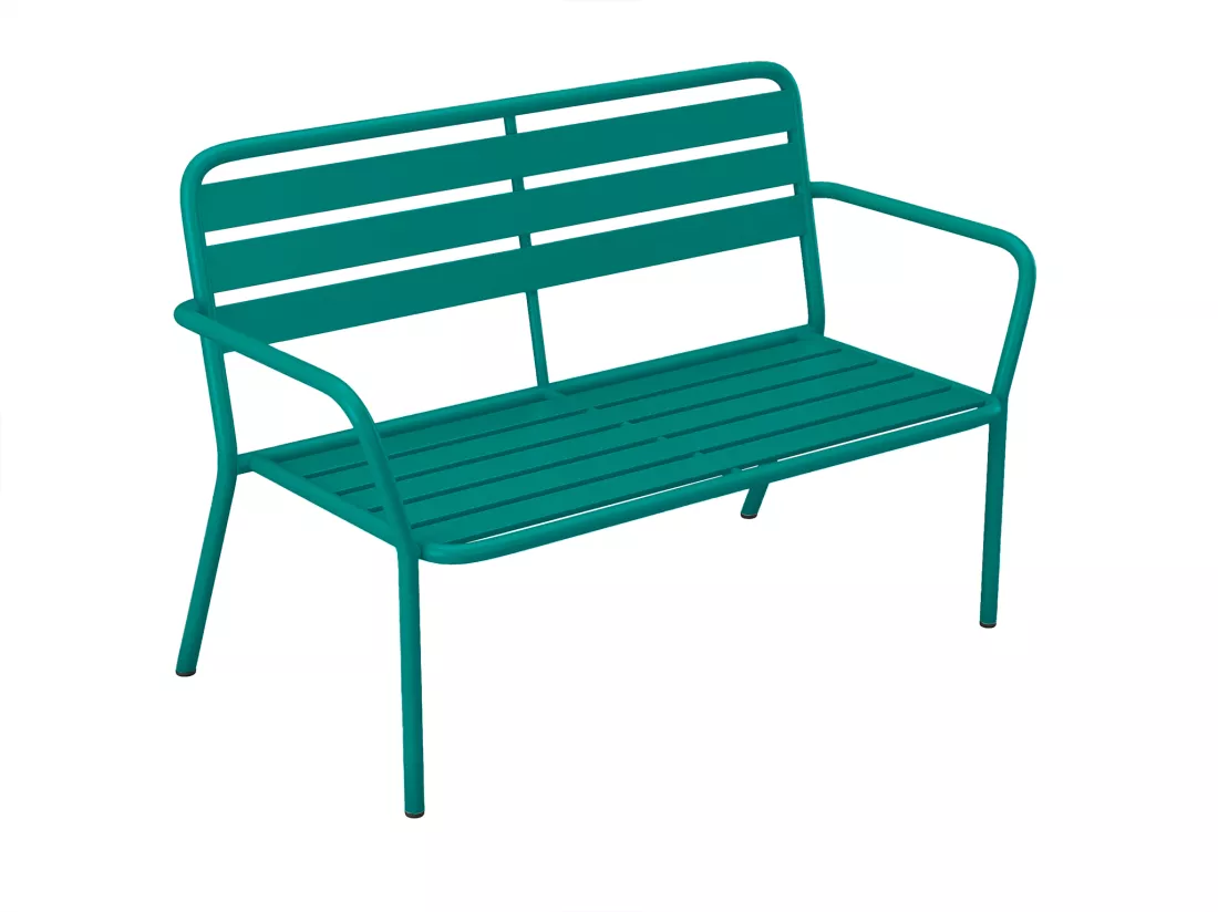 Banc de jardin en métal - Bleu canard - MIRMANDE de MYLIA