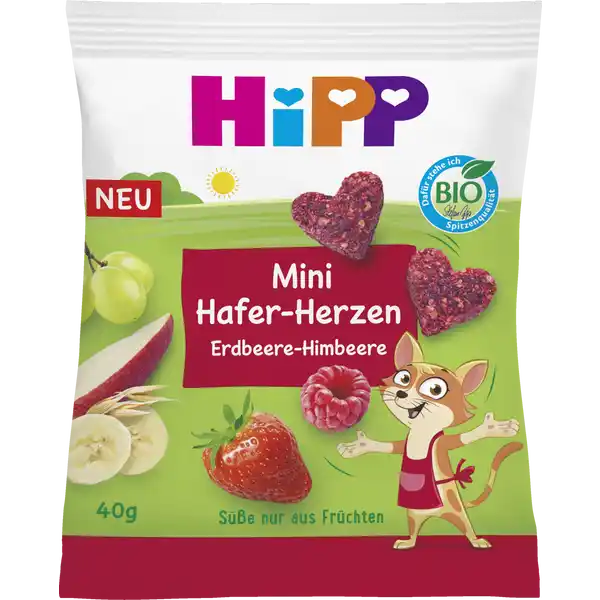 Bio Mini Hafer-Herzen Erdbeere-Himbeere