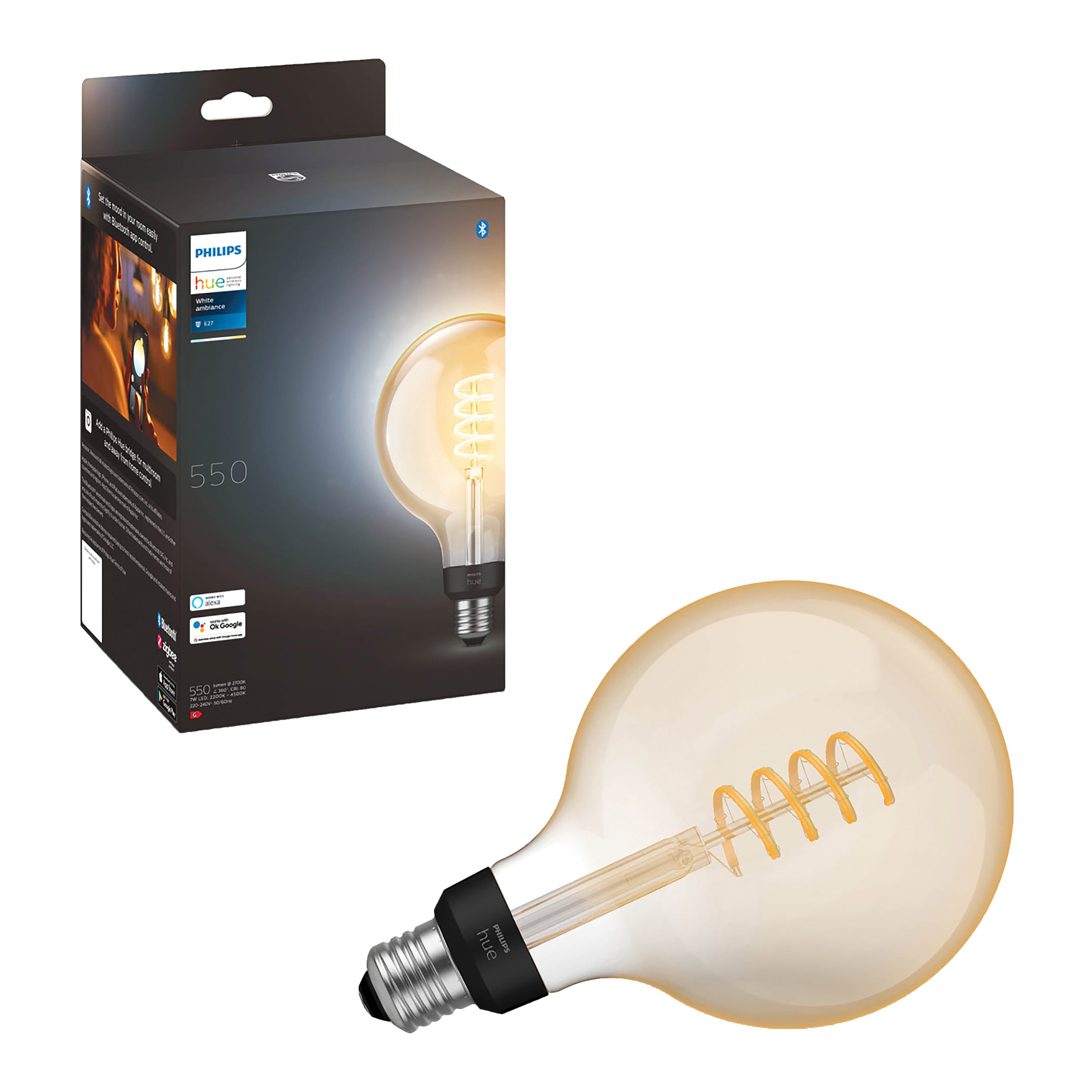 Philips Hue Filament Globelamp - E27 - Ã 12,5