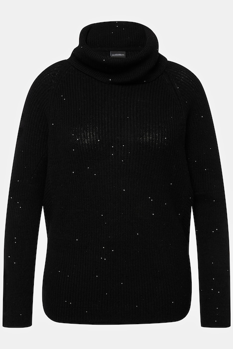 Pullover, Pailletten, Rollkragen, Fledermausarm