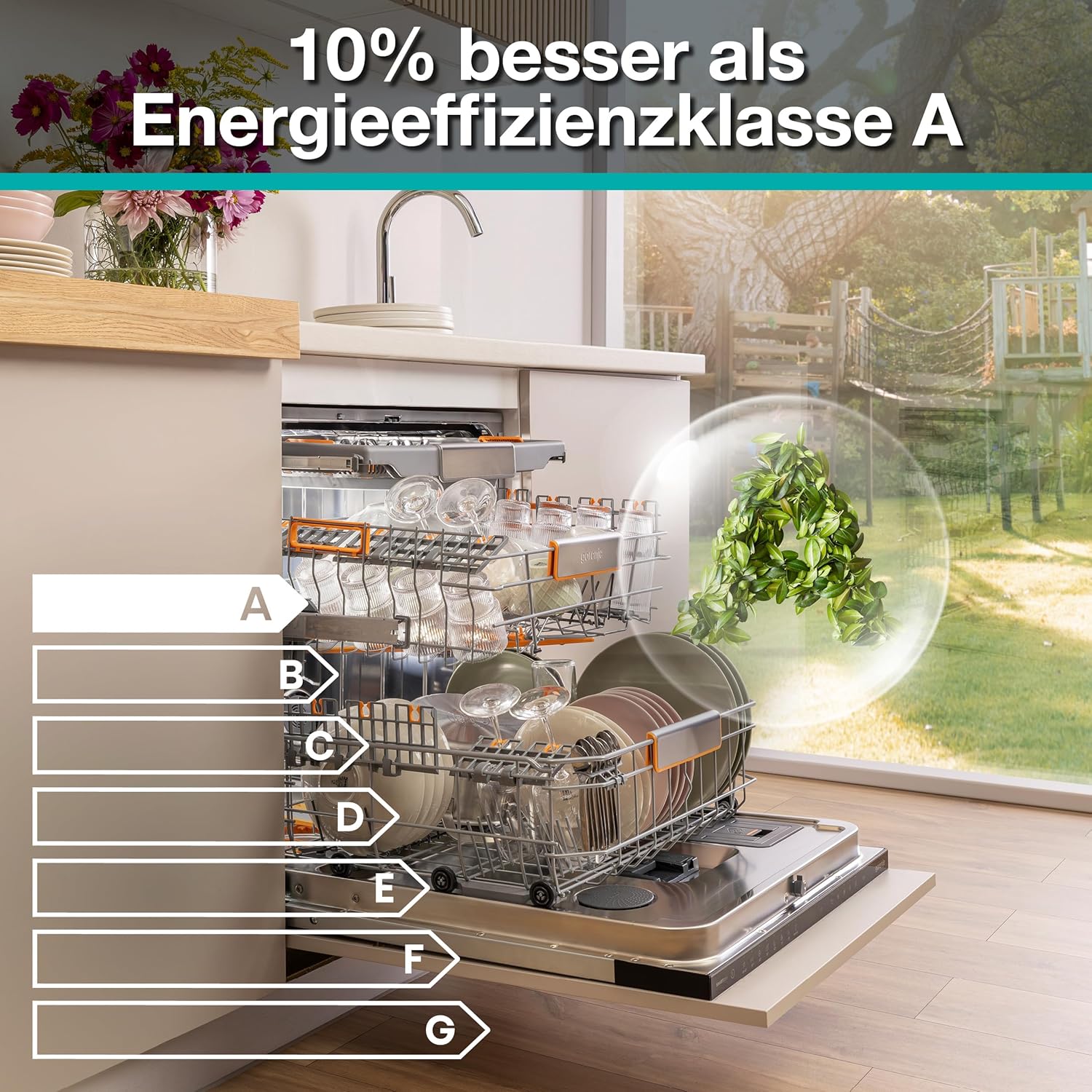 Gorenje GV663A66 Geschirrspüler/Einbaugerät/Made in EU/60 breite/16 Maßgedecke/8 Programme/Nachtprogramm/Status LED Licht/10% besser als Energieeffizienzklasse A/Einbaumaße (HxBxT): 82 x 60 x 55,5cm