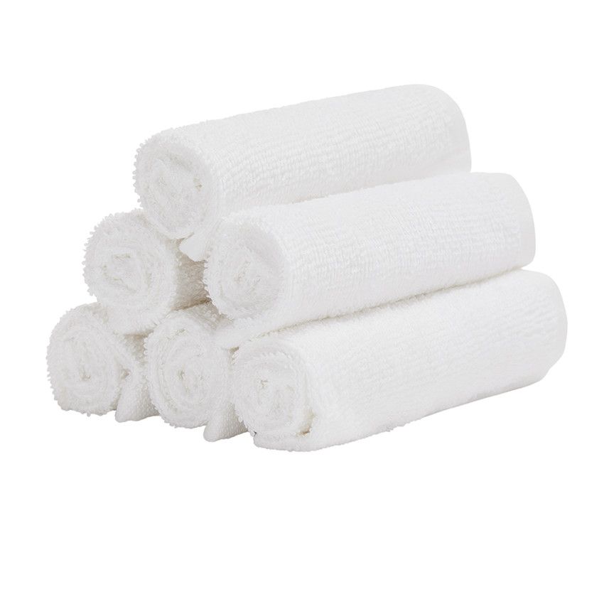 Lot de 6 débarbouillettes éponge 25 x 25 cm - Blanc