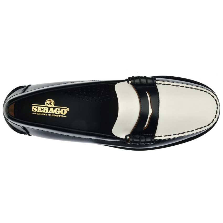 CLASSIC DAN REGULAR Black White MOCASSIN-Mocassin pour homme en cuir pleine fleur
