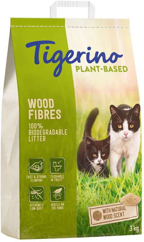 7l (3kg) Tigerino Houtvezel Kattenbakvulling op plantaardige basis - Natuurlijke houtgeur, geurvrij